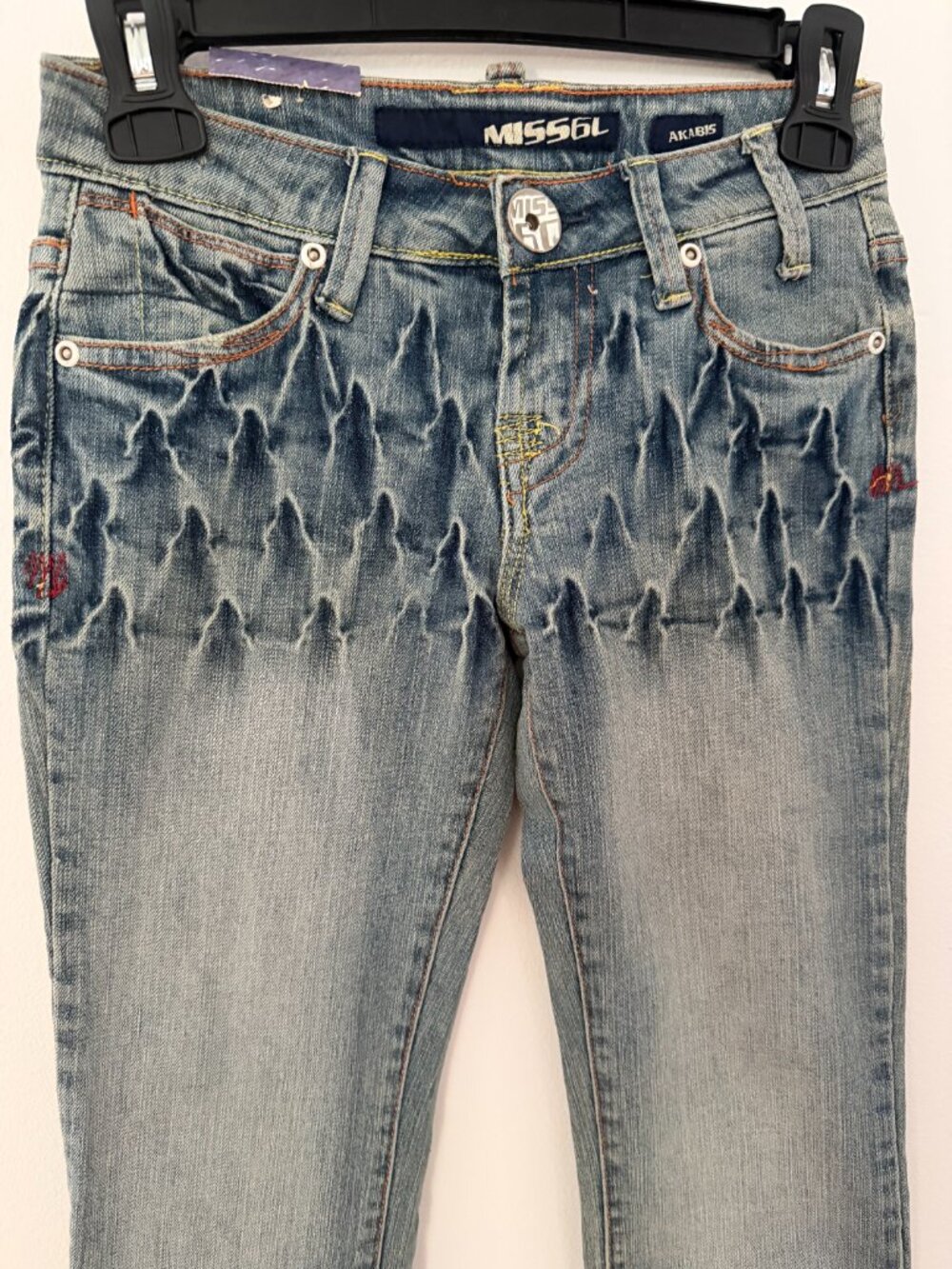 Rare Vintage Miss Sixty Akabis Smocked Denim Jeans NWT